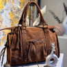 Auren - Sac étudiant en cuir cognac daim
